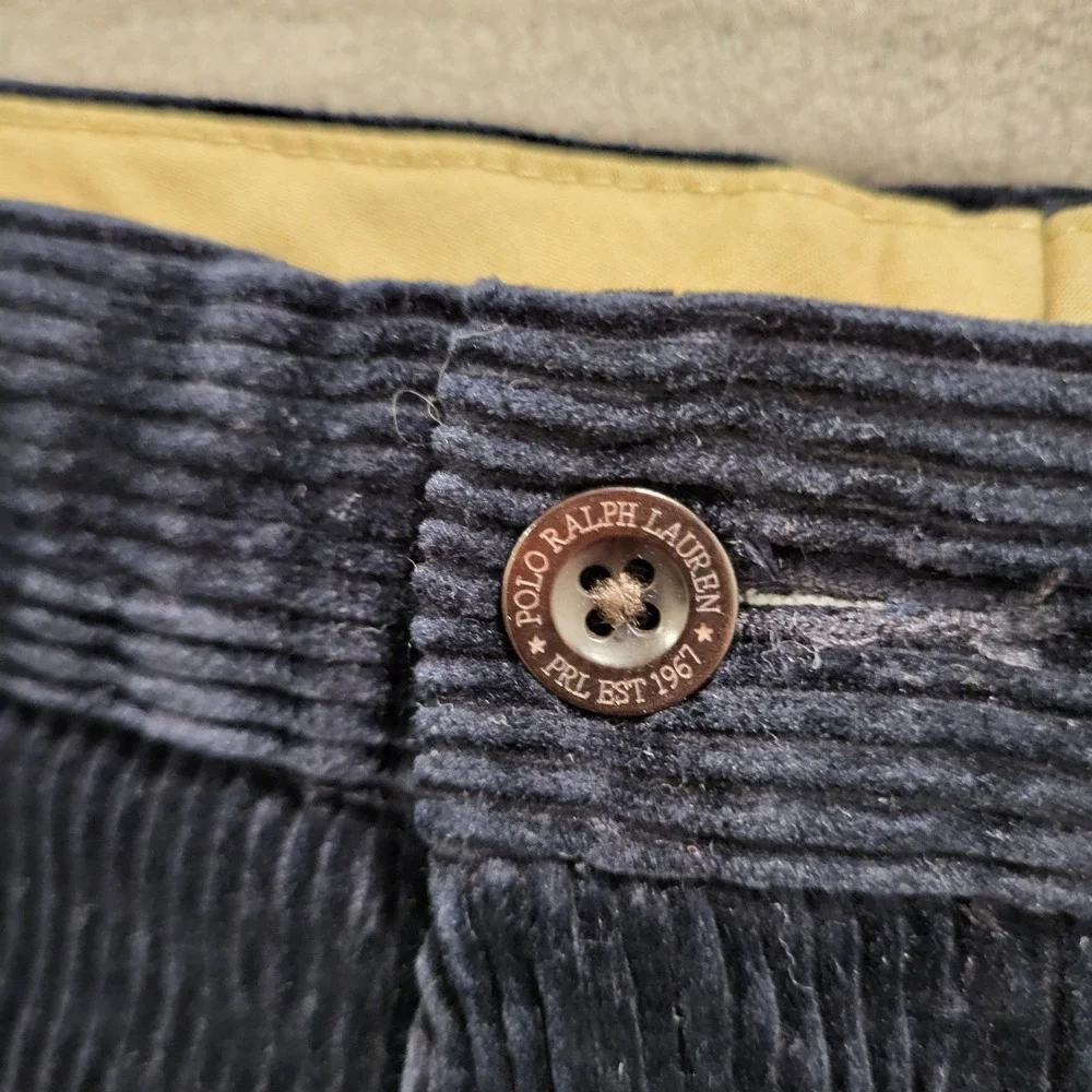 Vtg Polo Ralph Lauren Corduroy Pants‎ Mens 42x32 Blue Straight Leg Cords Preppy